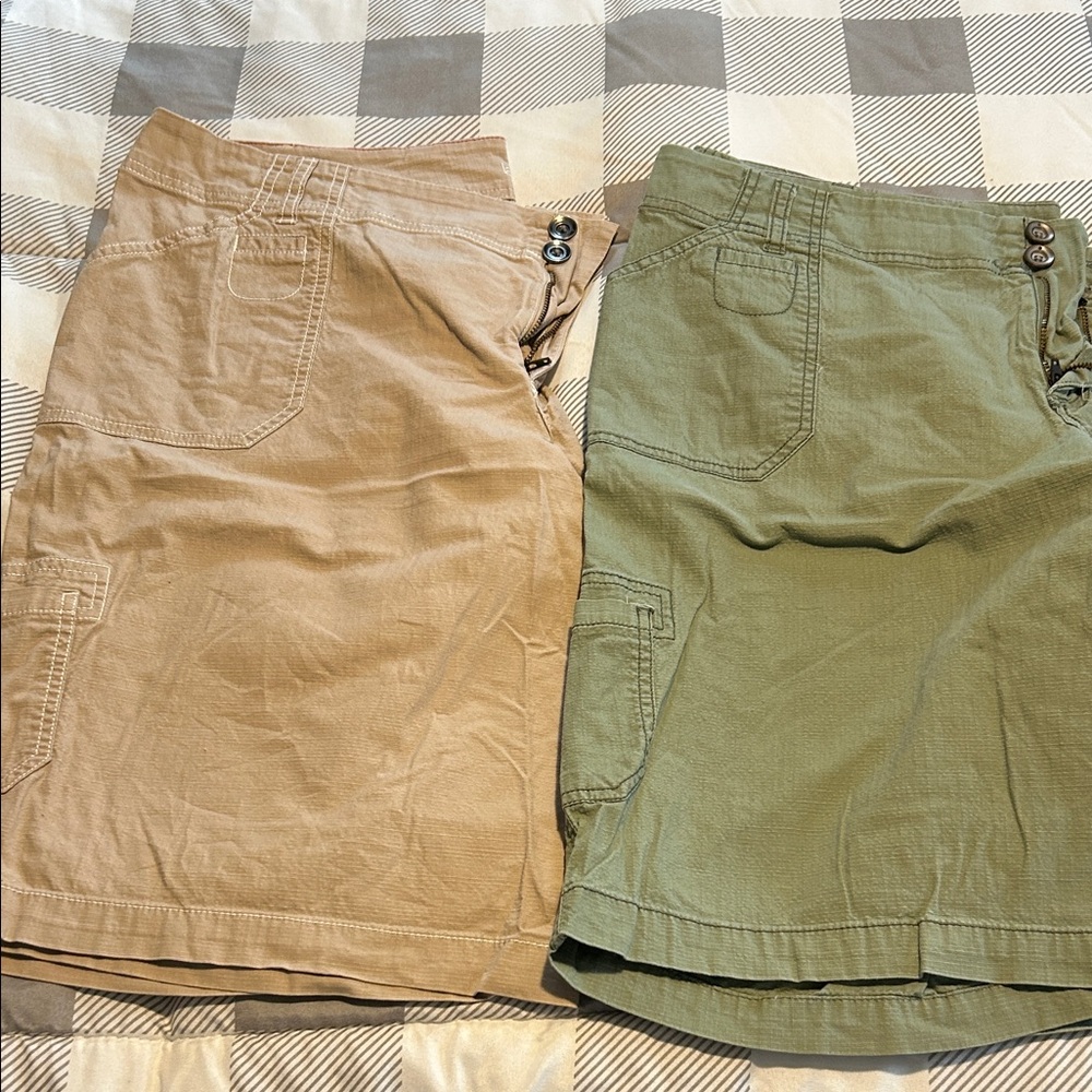 Lane Bryant Tan and Green Women Shorts Cargos